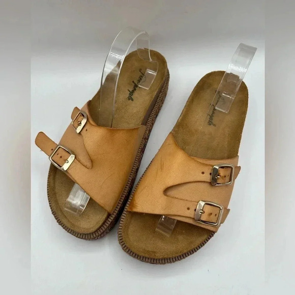 Free People Caravelle Cork Footbed Leather Platform Sandal Boho Size 9.5 - Picture 3 of 11